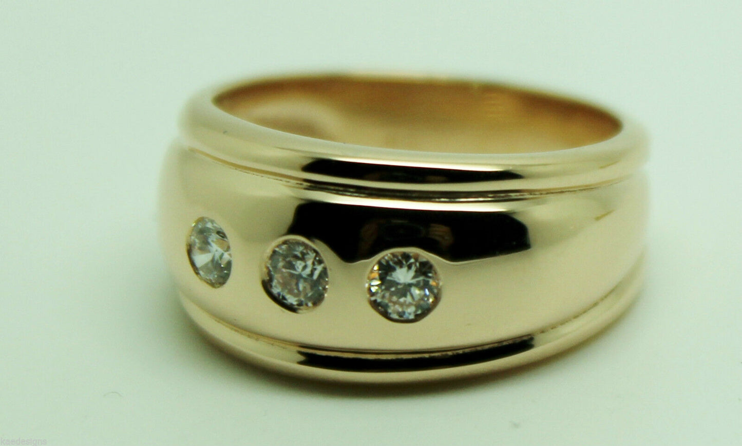 Kaedesigns, New 9ct 375 Full Solid Yellow, Rose or White Gold Diamond Thick Dome Ring 10mm Wide