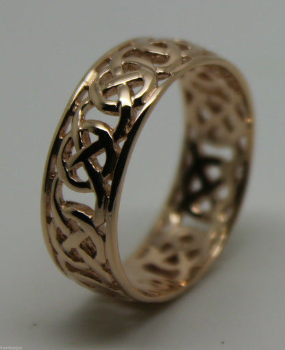 Genuine 9ct 9k Solid Yellow, Rose Or White Gold Large Celtic Ring In Your Size 223