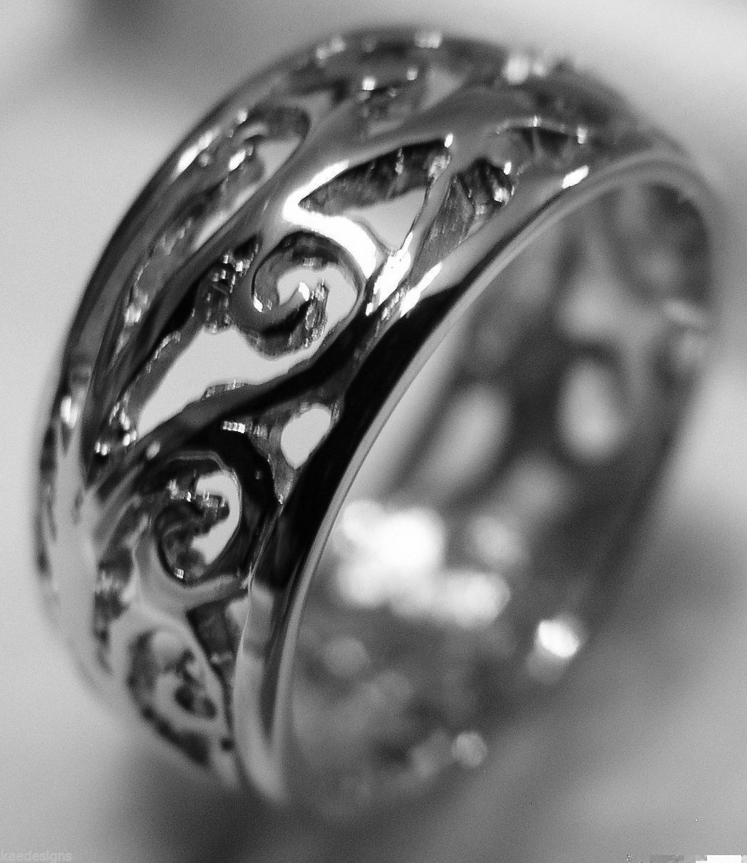 Kaedesigns Genuine Wide Sterling Silver 925 Filigree Vine Ring 235