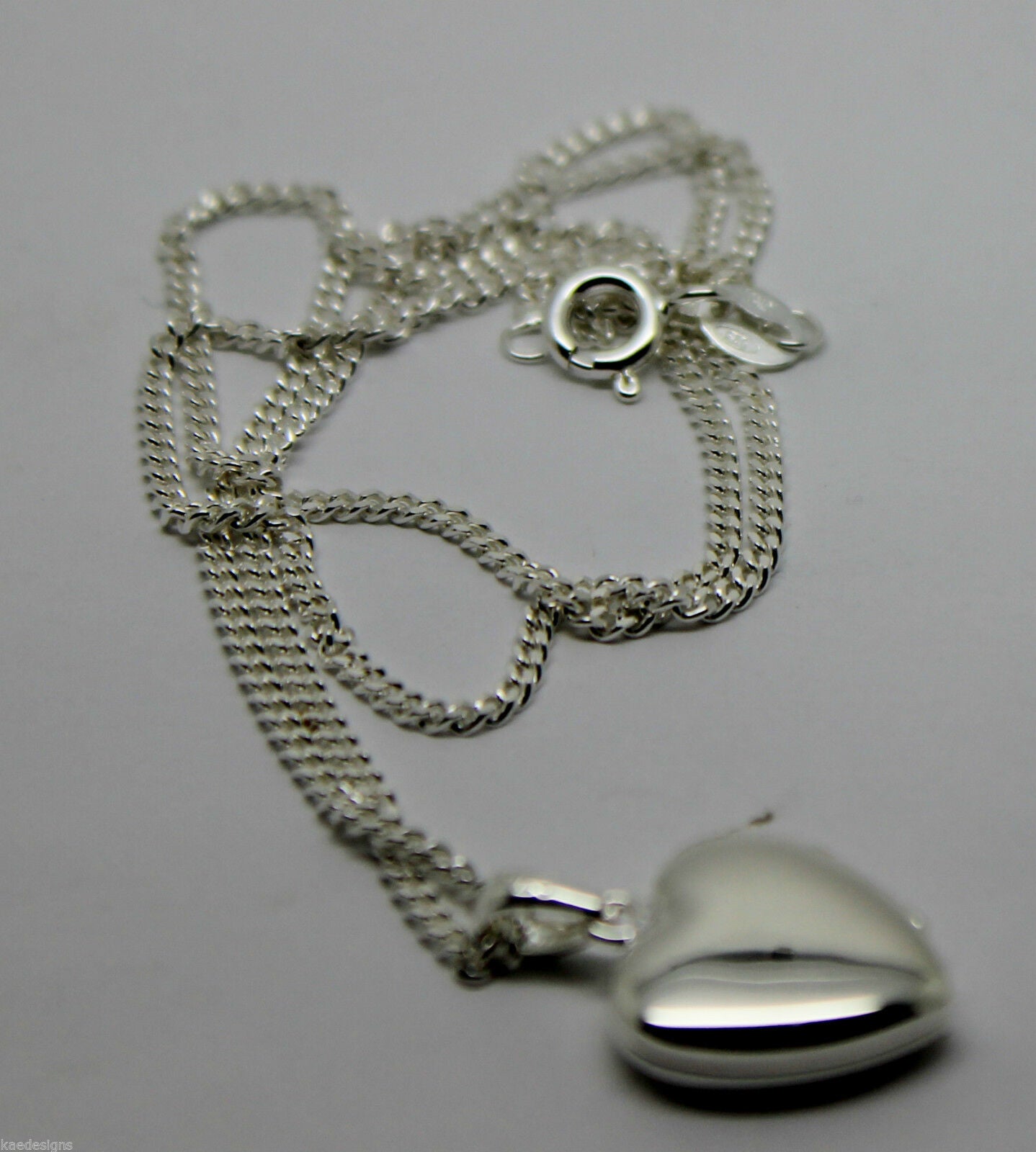 Sterling Silver Heart Locket Pendant 2 Photos & Silver Chain