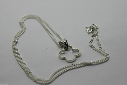 Genuine Sterling Silver 925,  Four Leaf Clover Pendant & Sterling Silver Chain