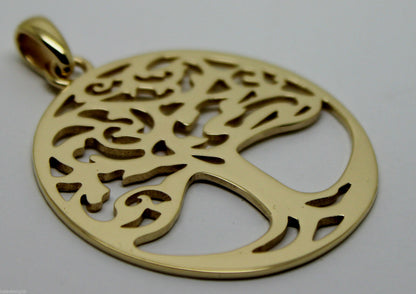 Heavy Solid 9ct Yellow Or Rose Or White Gold Large Tree Of Life Large Pendant