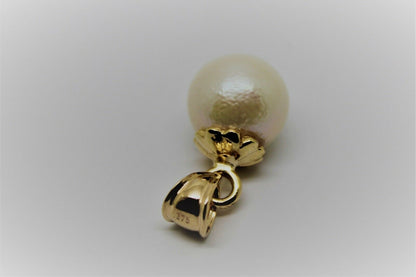 Genuine 9ct 9k Solid Yellow, Rose or White Gold 12mm White  Pearl Ball Pendant