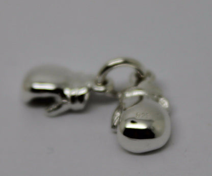 Small 925 Sterling Silver Boxing Gloves One Pair Pendant or Charm 12mm x 6mm