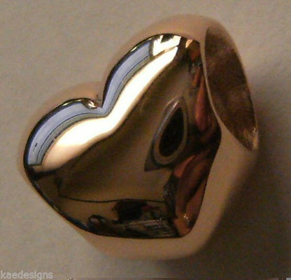 Kaedesigns, Genuine 9ct Yellow Or Rose Or White Gold Or Silver Heart Bead Charm