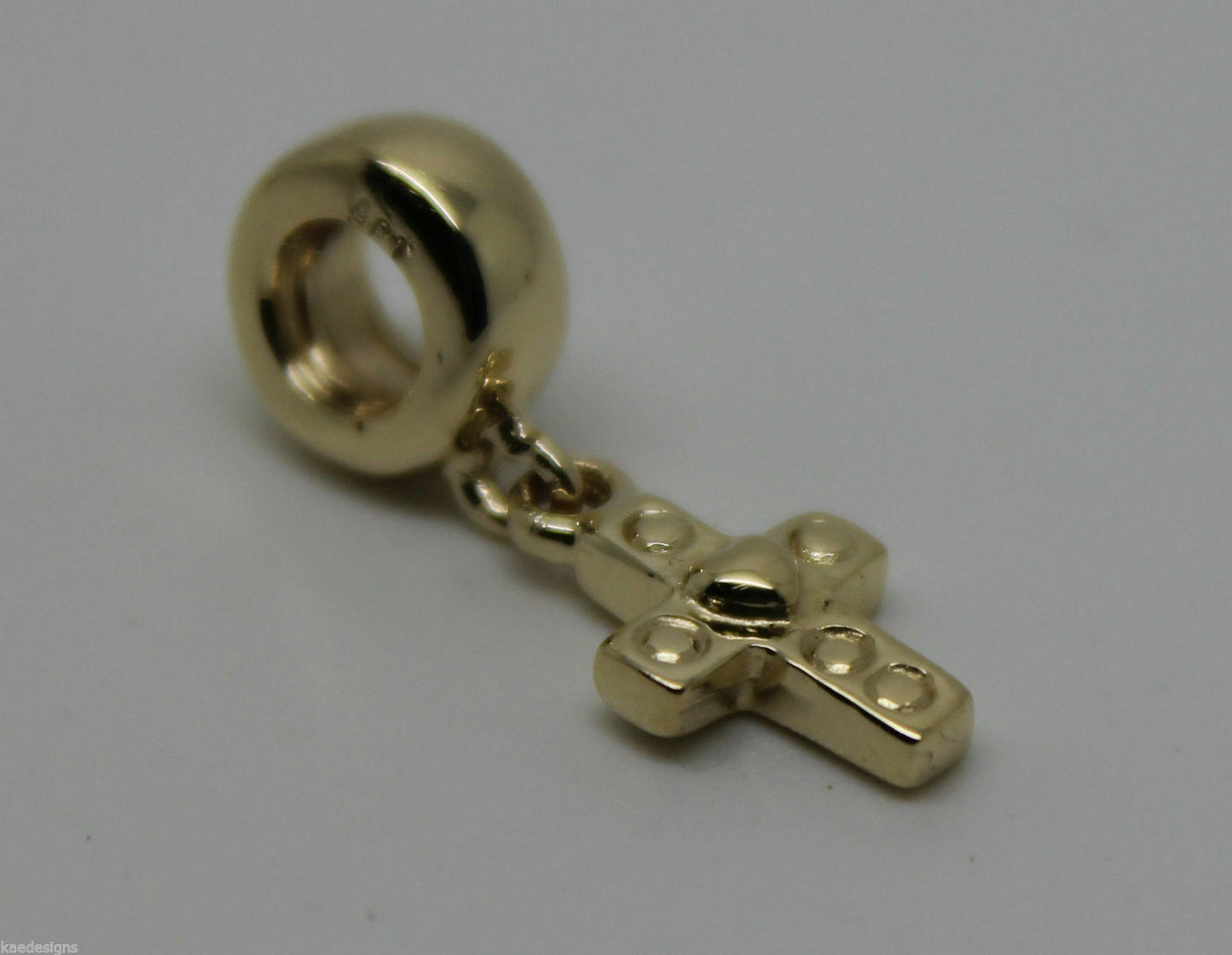 Genuine 9ct Yellow or Rose or White Gold or Silver Cross bead for charm bracelet