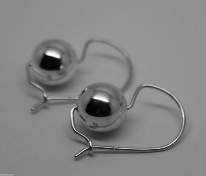 Genuine Sterling Silver Ball Hook Earrings 8mm, 10mm, 12mm, 14mm, 16mm