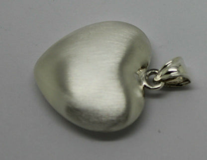 Sterling Silver Matt Finish 925 Medium Bubble Heart Pendant