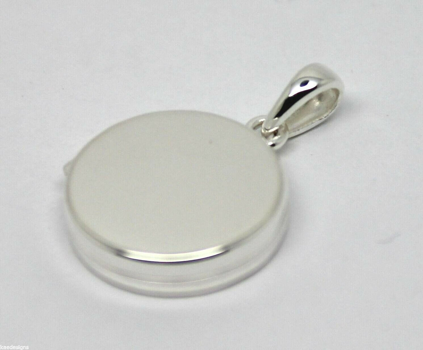 Genuine Sterling Silver Small Flat Round Plain Locket With 2 Photos