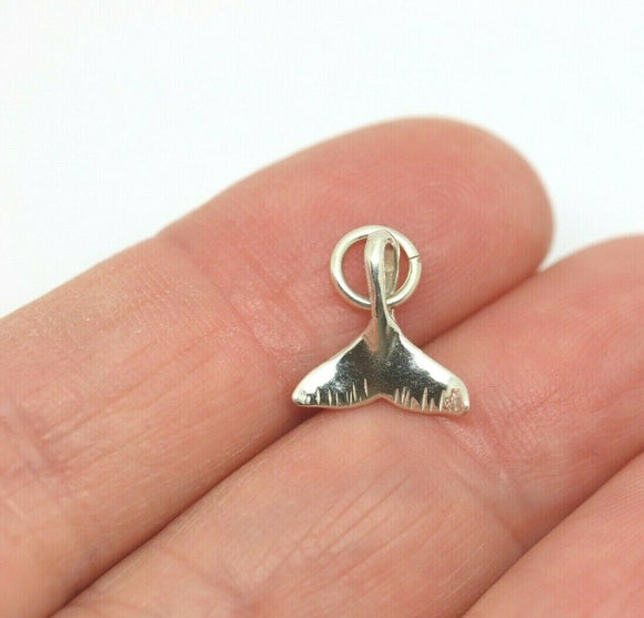 Genuine Sterling Silver Small Whale Tail Solid Pendant Charm *Free Post In Oz*