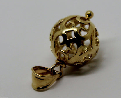 Kaedesigns Genuine 9ct Yellow, Rose or White Gold 14mm Filigree Ball Pendant