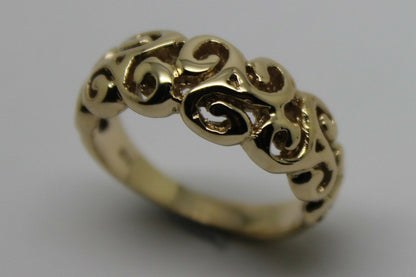 Kaedesigns, New Genuine 9ct 9kt Yellow, Rose or White Gold Solid Swirl Filigree Ring 358