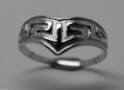 Genuine New Size Q Sterling Silver 925  Celtic Greek Key V Ring