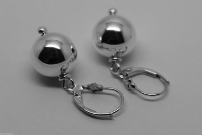 Sterling Silver 925 Ball Earrings 12mm Continental Clip Earrings