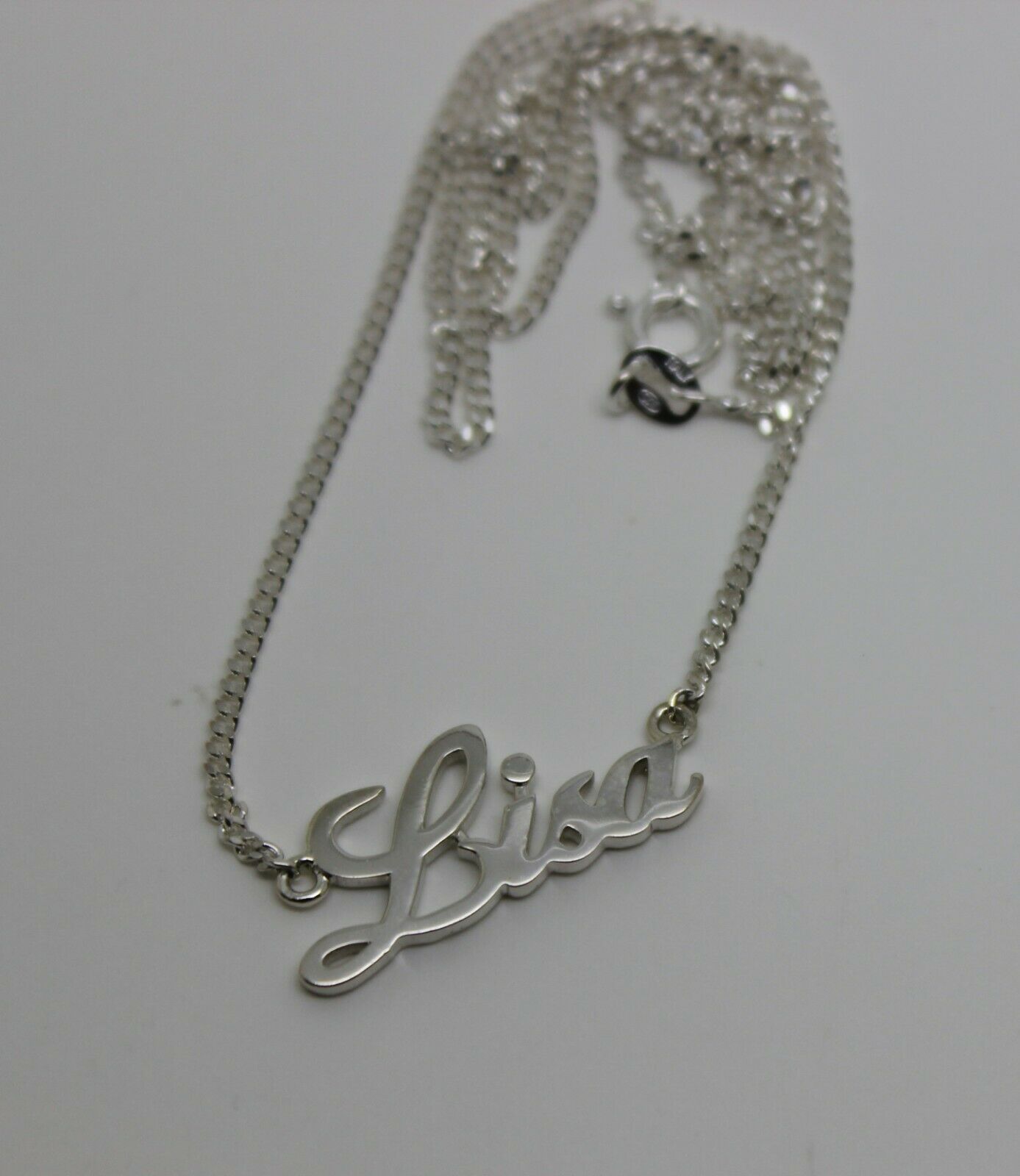 Genuine Sterling Silver 925 Curb Link Chain Lisa Name Plate