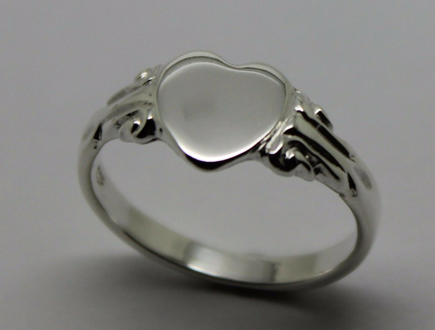 Kaedesigns, Genuine 925 New Childs Solid Sterling Silver Heart Signet Ring