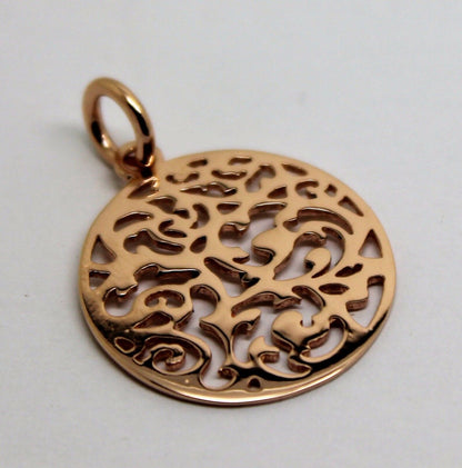 Genuine Solid 9ct 9kt Yellow, White Or Rose Gold Round Filigree Pendant