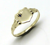 Size 7 / O  9ct 9k Small Yellow, Rose or White Gold Sapphire Shield Signet Ring