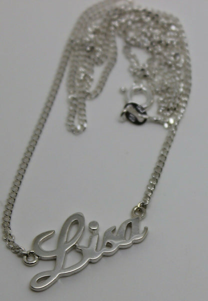 Genuine Sterling Silver 925 Curb Link Chain Lisa Name Plate