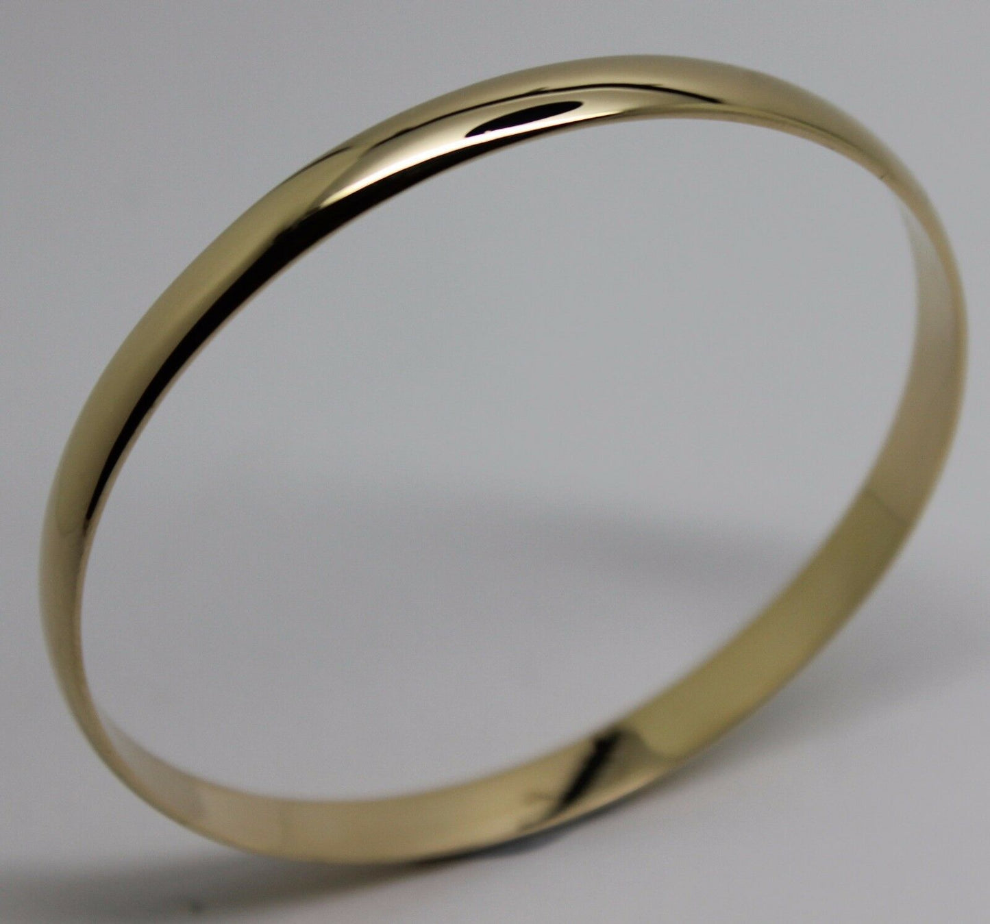 Genuine 9ct 9kt FULL SOLID Heavy Yellow, Rose or White Gold Bangle 6mm wide half round 60mm inside diameter