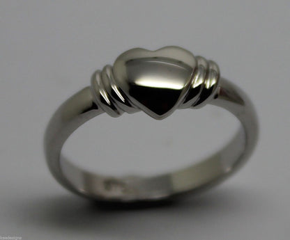 9ct 9k Small Solid White Gold Heart Signet Ring *Free Express Post In Oz