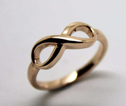 Kaedesigns, Genuine Solid Delicate Genuine 9ct Yellow, Rose & White Gold Infinity Ring Size K