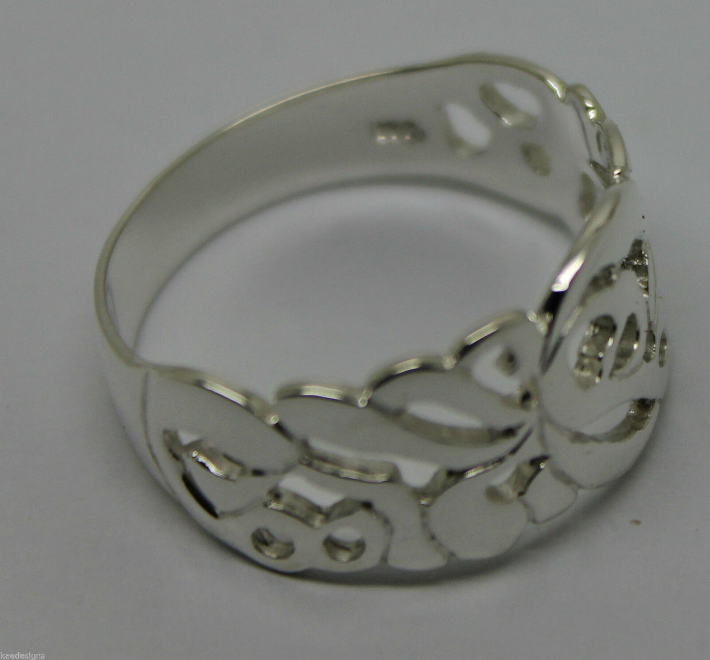 Kaedesigns, New Sterling Silver 925 Wide Flower Filigree Ring 278