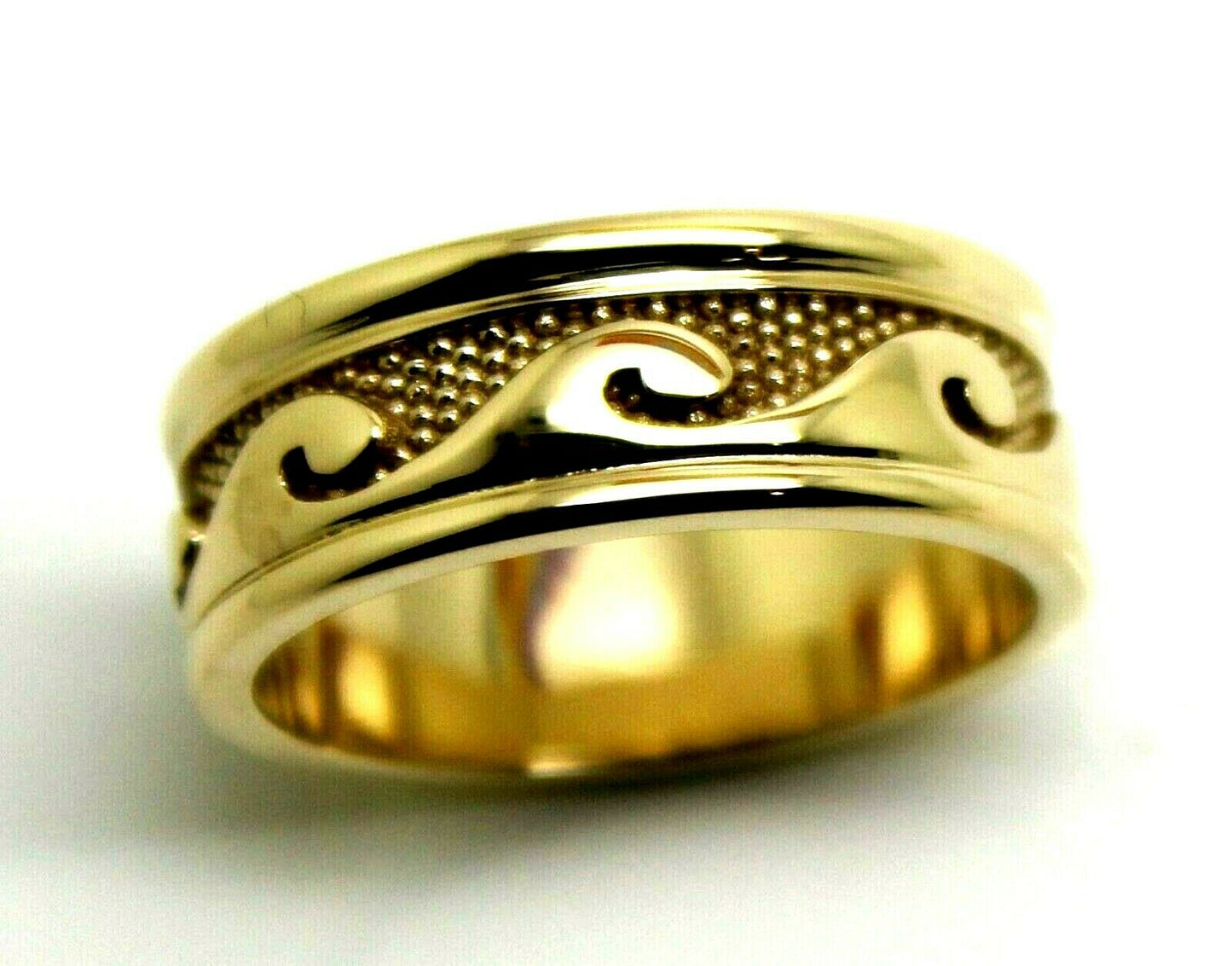 Kaedesigns New Size U Genuine Heavy 9ct 9k Yellow, Rose or White Gold Mens Surf Wave Ring