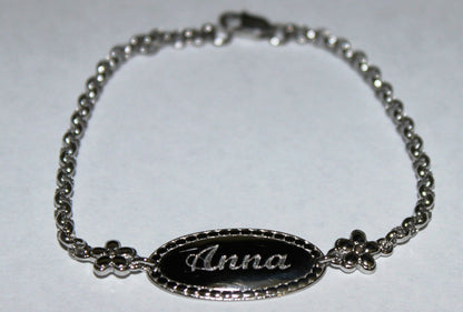 Genuine Baby or Childs 18ct 750 White Gold ID Belcher Engraved Bracelet