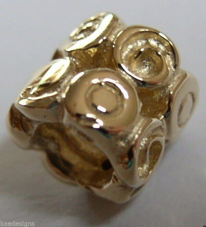 Kaedesigns, Genuine 9ct Yellow Or Rose Or White Gold Swirl Bead Charm