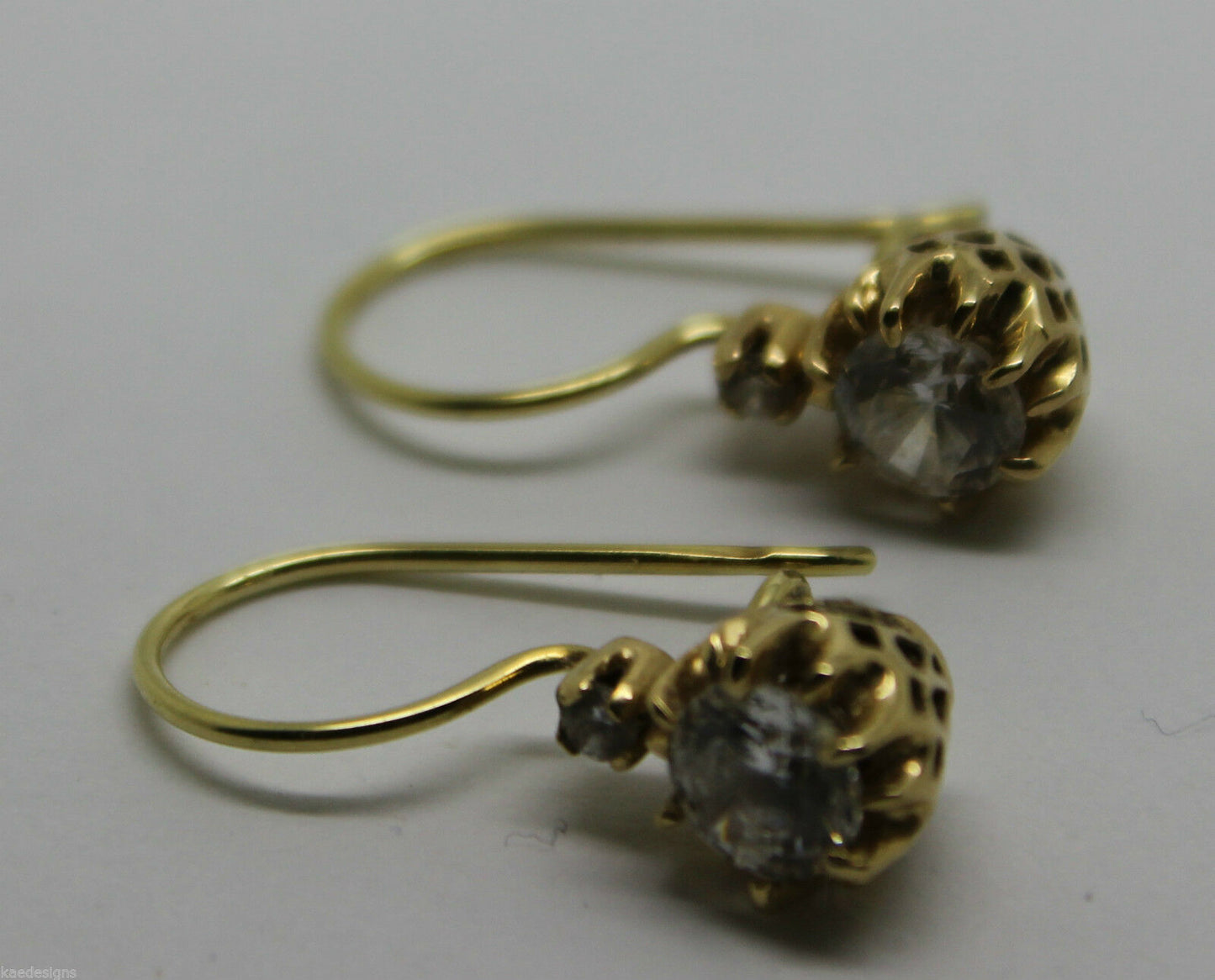 New 14ct 585 Full Solid Yellow Gold Cubic Zirconia Stone Earrings *Free Express Post In Oz