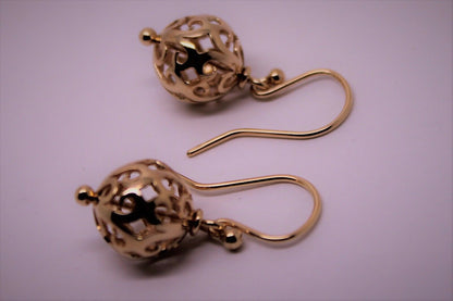 Kaedesigns New 9ct 9k Yellow, Rose or White Gold Large Heavy 12mm Ball Filigree Earrings