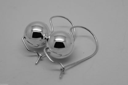 Genuine Sterling Silver Ball Hook Earrings 8mm, 10mm, 12mm, 14mm, 16mm