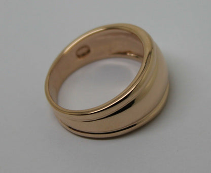 Genuine 9ct 9kt 375 Full Solid Yellow, Rose or White Gold Thick Dome Ring 10mm Wide Size Q / 8