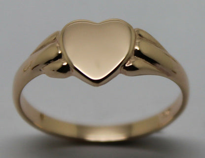 Size K, Kaedesigns, Genuine New Childs Solid 9ct 375 Yellow, Rose & White Gold Heart Signet Ring 324