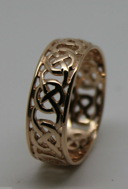 Genuine 9ct 9k Solid Yellow, Rose Or White Gold Large Celtic Ring In Your Size 223