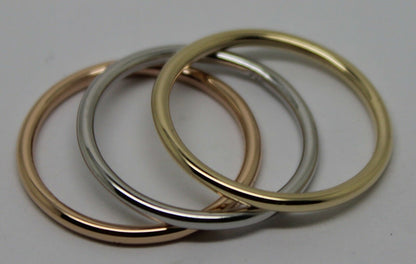 Kaedesigns, Genuine Solid Stackable Rings 9ct Yellow, White And Rose Gold Bands