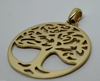 Heavy Solid 9ct Yellow Or Rose Or White Gold Large Tree Of Life Large Pendant