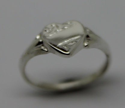 Kaedesigns, Size H New Genuine Sterling Silver 925 Heart Signet Ring 201