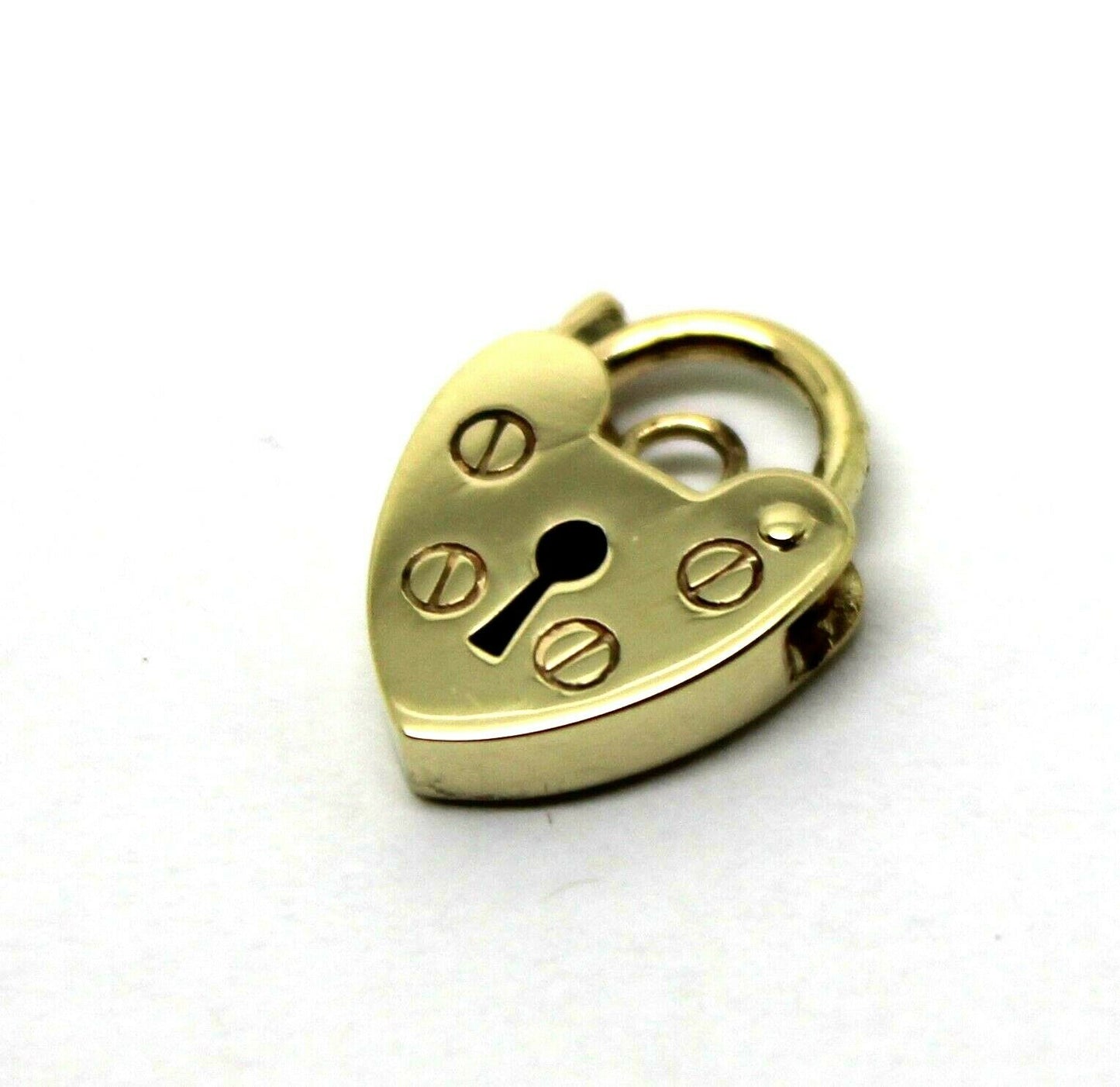 Genuine Small 9.5mm 9ct Yellow Gold Screw Heart Pendant Padlock