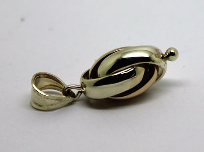 Genuine 9ct Yellow & White Gold Oval Triple Belcher Ball Pendant