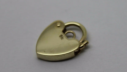 Genuine Small 9.5mm 9ct Yellow Gold Screw Heart Pendant Padlock