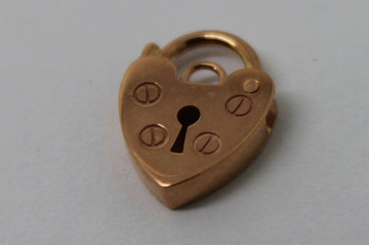 Kaedesigns New Small 12mm 9ct 9k Rose Gold Screw Heart Pendant Padlock