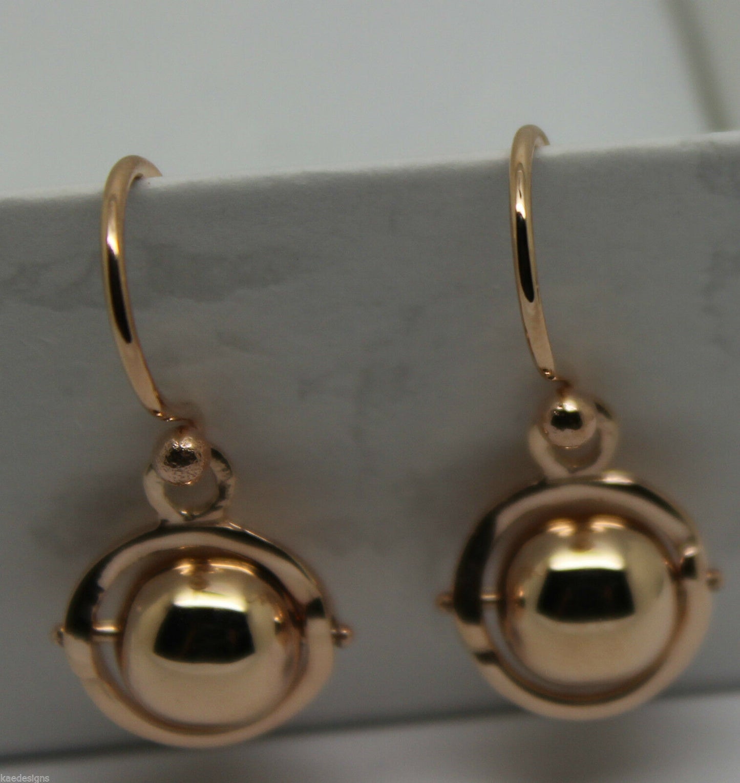 Kaedesigns New Genuine 9ct 9kt Yellow, Rose or White Gold Spinning Ball Drop Earrings