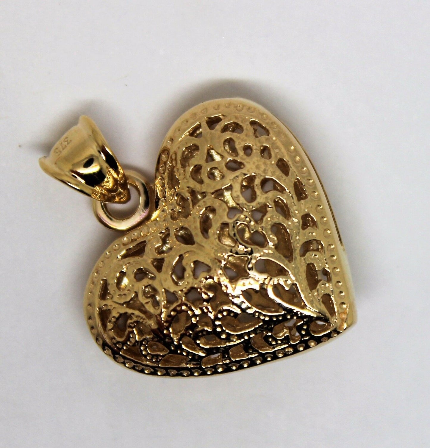 Kaedesigns New Genuine Heavy 9ct Yellow, Rose or White Gold Medium to Large Filigree Heart Pendant