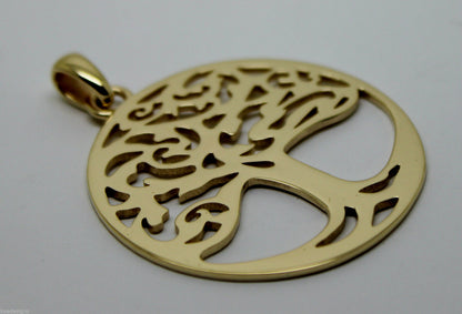 Heavy Solid 9ct Yellow Or Rose Or White Gold Large Tree Of Life Large Pendant