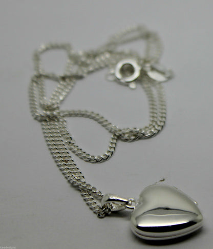 Sterling Silver Heart Locket Pendant 2 Photos & Silver Chain