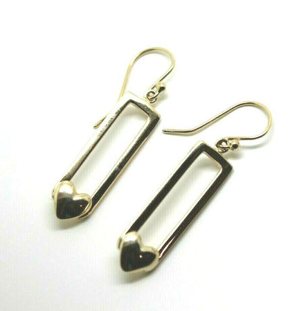 Genuine New 9ct Yellow, Rose or White Gold Heart Drop Hook Earrings