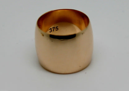 Size O Huge Genuine 9K 9ct 375 Yellow, Rose or White Gold Full Solid 16mm Extra Wide Band Ring