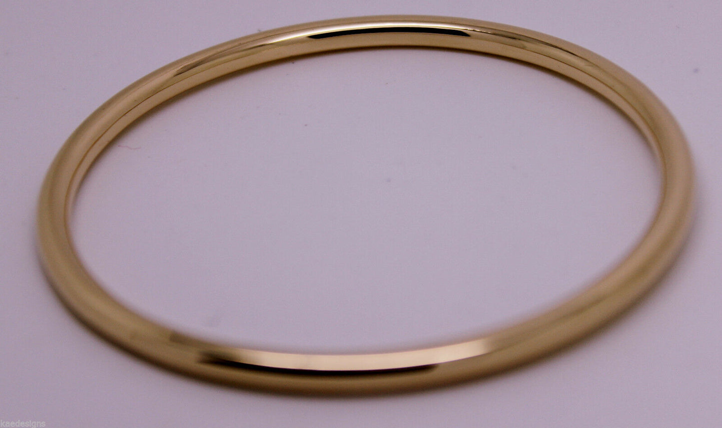 Kaedesigns New Genuine 9ct Full Solid Yellow, Rose or White Gold 4mm Wide Golf Bangle 65mm